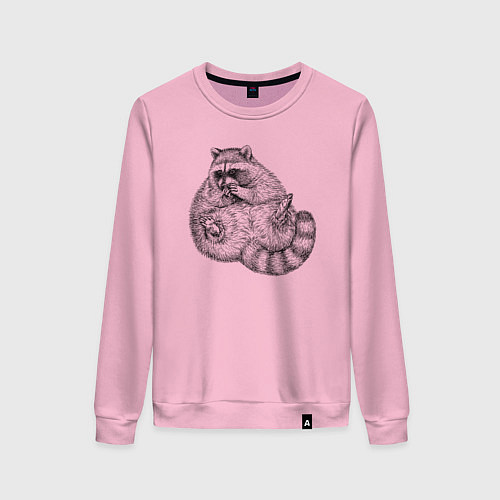 Женский свитшот Енот жирдяй / Светло-розовый – фото 1