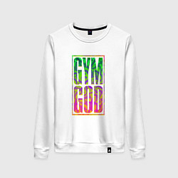 Свитшот хлопковый женский Gym god, цвет: белый