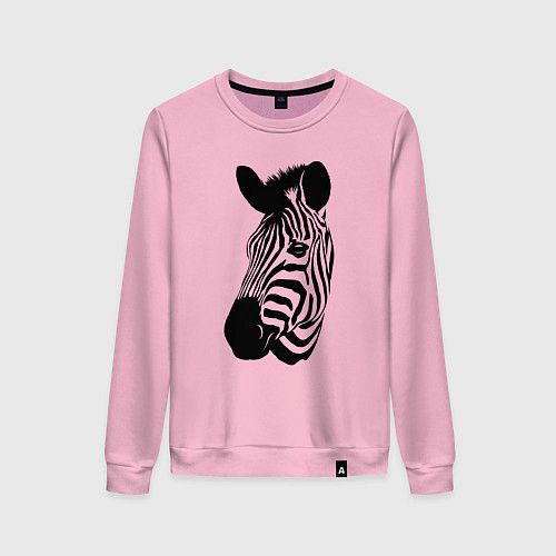Женский свитшот Голова зебры / Светло-розовый – фото 1