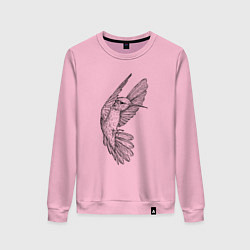 Свитшот хлопковый женский Колибри атакует, цвет: светло-розовый