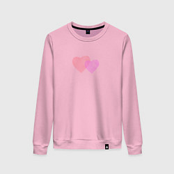 Свитшот хлопковый женский Два розовых сердца, цвет: светло-розовый
