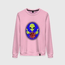 Свитшот хлопковый женский Вирус с другой планеты, цвет: светло-розовый
