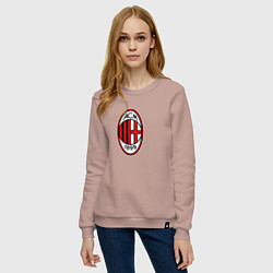Свитшот хлопковый женский Футбольный клуб Milan, цвет: пыльно-розовый — фото 2