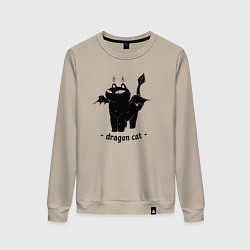 Свитшот хлопковый женский Black dragon cat, цвет: миндальный