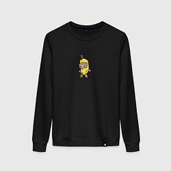 Свитшот хлопковый женский Banana cat, цвет: черный