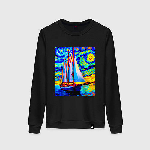 Женский свитшот Парусная яхта / Черный – фото 1