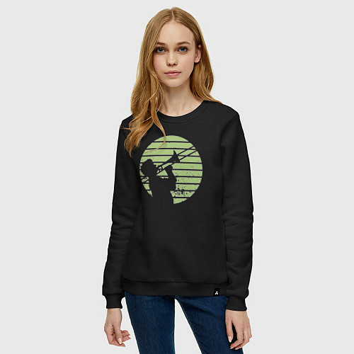 Женский свитшот Джазовый трубач / Черный – фото 3