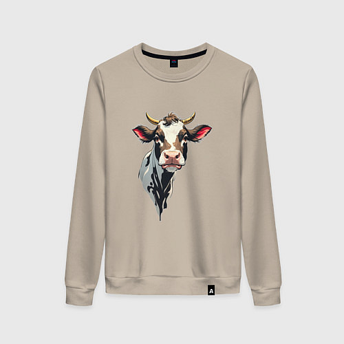 Женский свитшот Злая корова / Миндальный – фото 1
