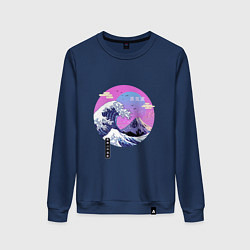 Свитшот хлопковый женский Японские мотивы, цвет: тёмно-синий