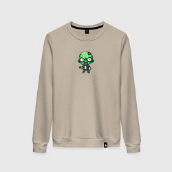 Свитшот хлопковый женский Маленький зомби, цвет: миндальный