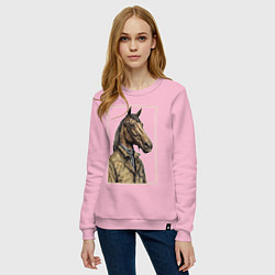 Свитшот хлопковый женский Конь в бежевом пальто, цвет: светло-розовый — фото 2