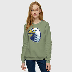 Свитшот хлопковый женский Орлиная голова, цвет: авокадо — фото 2
