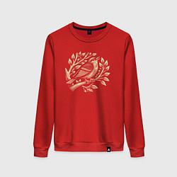Свитшот хлопковый женский Поющий соловей, цвет: красный