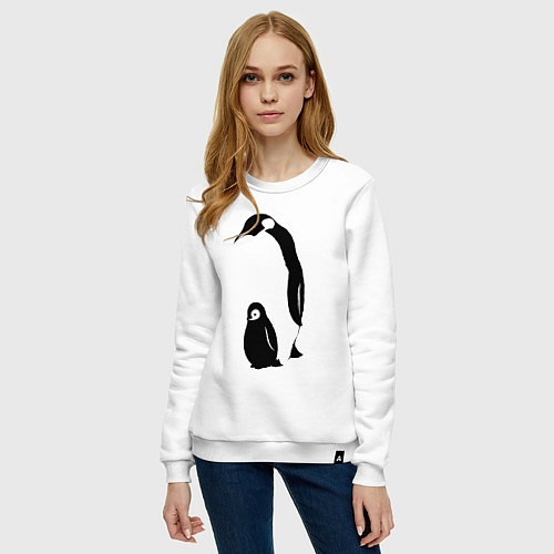 Женский свитшот Пингвин с пингвинёнком / Белый – фото 3