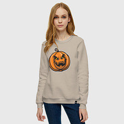 Свитшот хлопковый женский Pumpkin Halloween, цвет: миндальный — фото 2