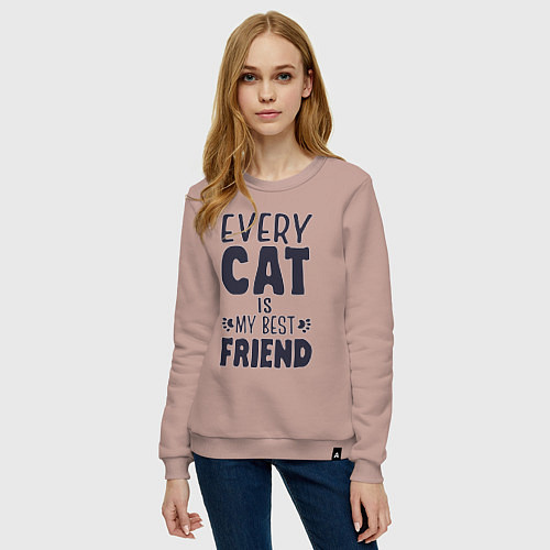 Женский свитшот Every cat is my best friend / Пыльно-розовый – фото 3