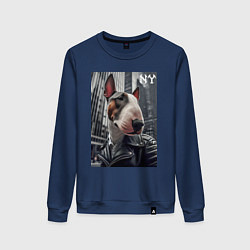 Женский свитшот Dude bull terrier in New York - ai art
