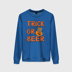 Свитшот хлопковый женский Trick or beer, цвет: синий