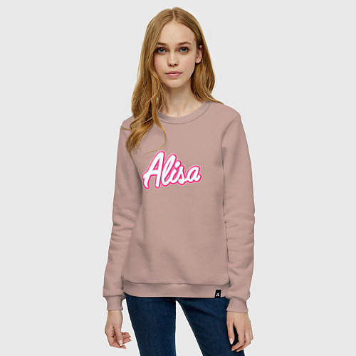 Женский свитшот Алиса в стиле барби - объемный шрифт / Пыльно-розовый – фото 3