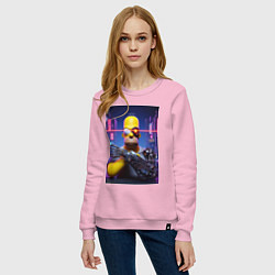 Свитшот хлопковый женский Cyber Homer Simpson - ai art, цвет: светло-розовый — фото 2