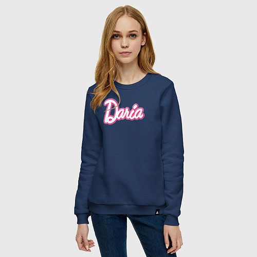 Женский свитшот Дарья в стиле Барби - объемный шрифт / Тёмно-синий – фото 3