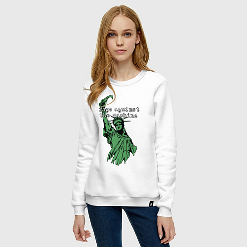 Женский свитшот Rage Against - statue of liberty / Белый – фото 3
