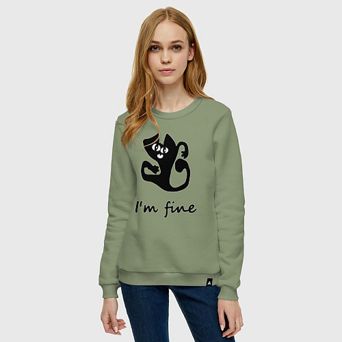Женский свитшот Im fine абстракция кота / Авокадо – фото 3