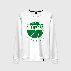 Свитшот хлопковый женский Boston champions, цвет: белый