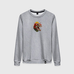 Свитшот хлопковый женский Ти-рекс на закате, цвет: меланж