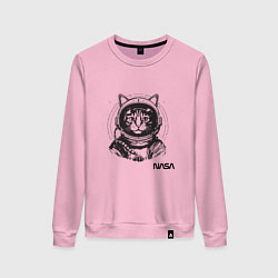 Свитшот хлопковый женский Кот - космонавт - nasa, цвет: светло-розовый
