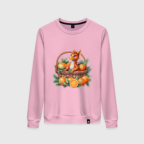 Женский свитшот Оранжевый дракон 2024 как мандарин в корзинке / Светло-розовый – фото 1