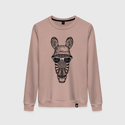 Женский свитшот Зебра в очках и панаме