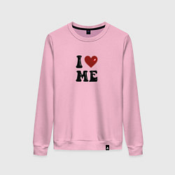 Свитшот хлопковый женский I love me - heart y2k, цвет: светло-розовый