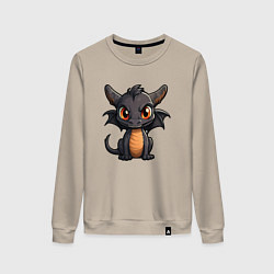 Свитшот хлопковый женский Дракончик чудо с крыльями, цвет: миндальный