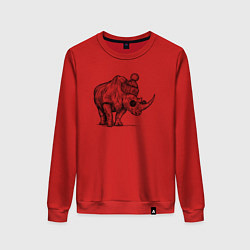 Свитшот хлопковый женский Носорог стильный, цвет: красный