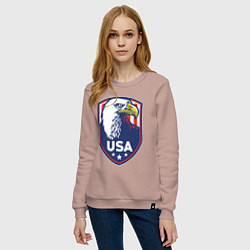Свитшот хлопковый женский Орёл США, цвет: пыльно-розовый — фото 2