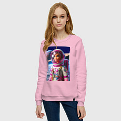 Свитшот хлопковый женский Барби - крутой космонавт, цвет: светло-розовый — фото 2