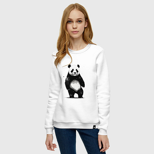 Женский свитшот Панда стоит / Белый – фото 3
