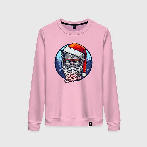 Женский свитшот Merry christmas cat / Светло-розовый – фото 1