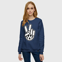 Свитшот хлопковый женский Volkswagen peace, цвет: тёмно-синий — фото 2