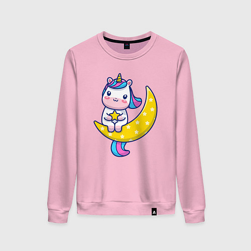 Женский свитшот Единорог на луне / Светло-розовый – фото 1