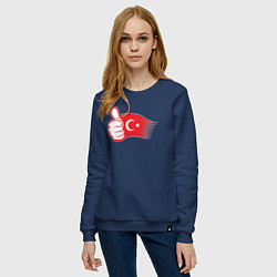 Свитшот хлопковый женский Турецкий лайк, цвет: тёмно-синий — фото 2
