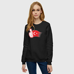 Свитшот хлопковый женский Турецкий лайк, цвет: черный — фото 2