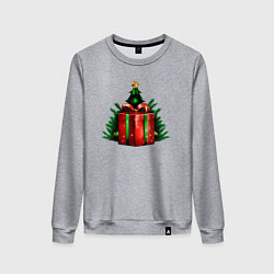 Свитшот хлопковый женский Рождественский подарок, цвет: меланж