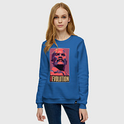 Свитшот хлопковый женский Lenin revolution, цвет: синий — фото 2