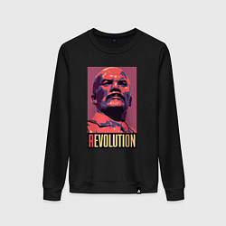 Свитшот хлопковый женский Lenin revolution, цвет: черный