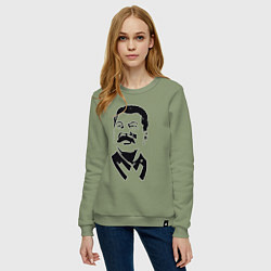 Свитшот хлопковый женский Образ Сталина, цвет: авокадо — фото 2