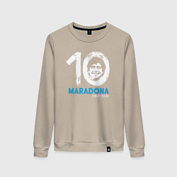 Свитшот хлопковый женский Maradona 10, цвет: миндальный