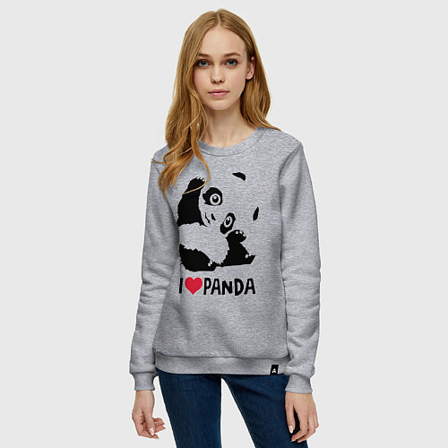 Женский свитшот I love panda / Меланж – фото 3