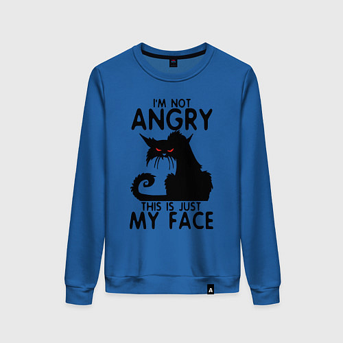 Женский свитшот I am not angry cat / Синий – фото 1